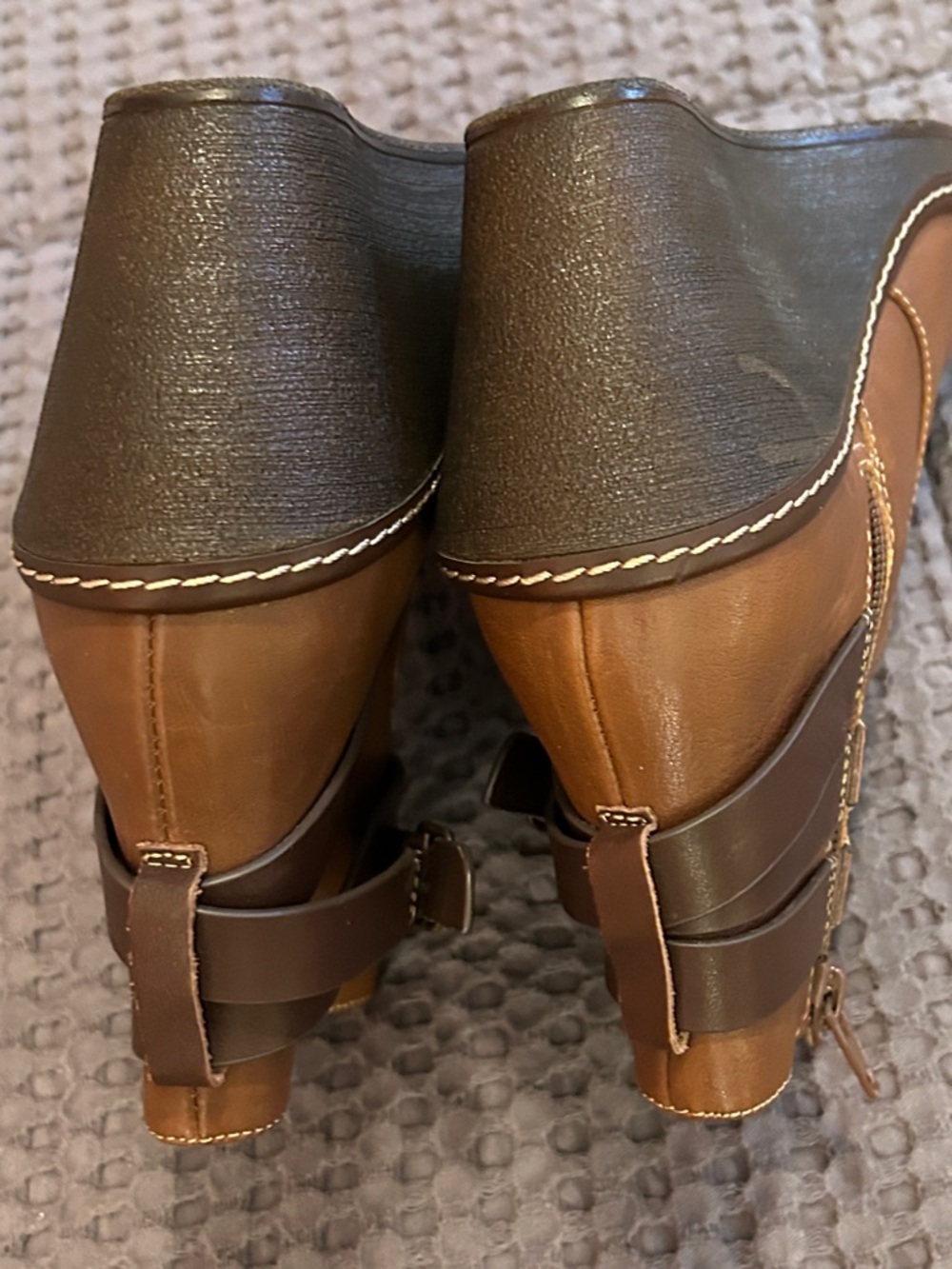 Sofft Cognac Wedge Ankle Boots with Buckle Wrap - Picture 9 of 12